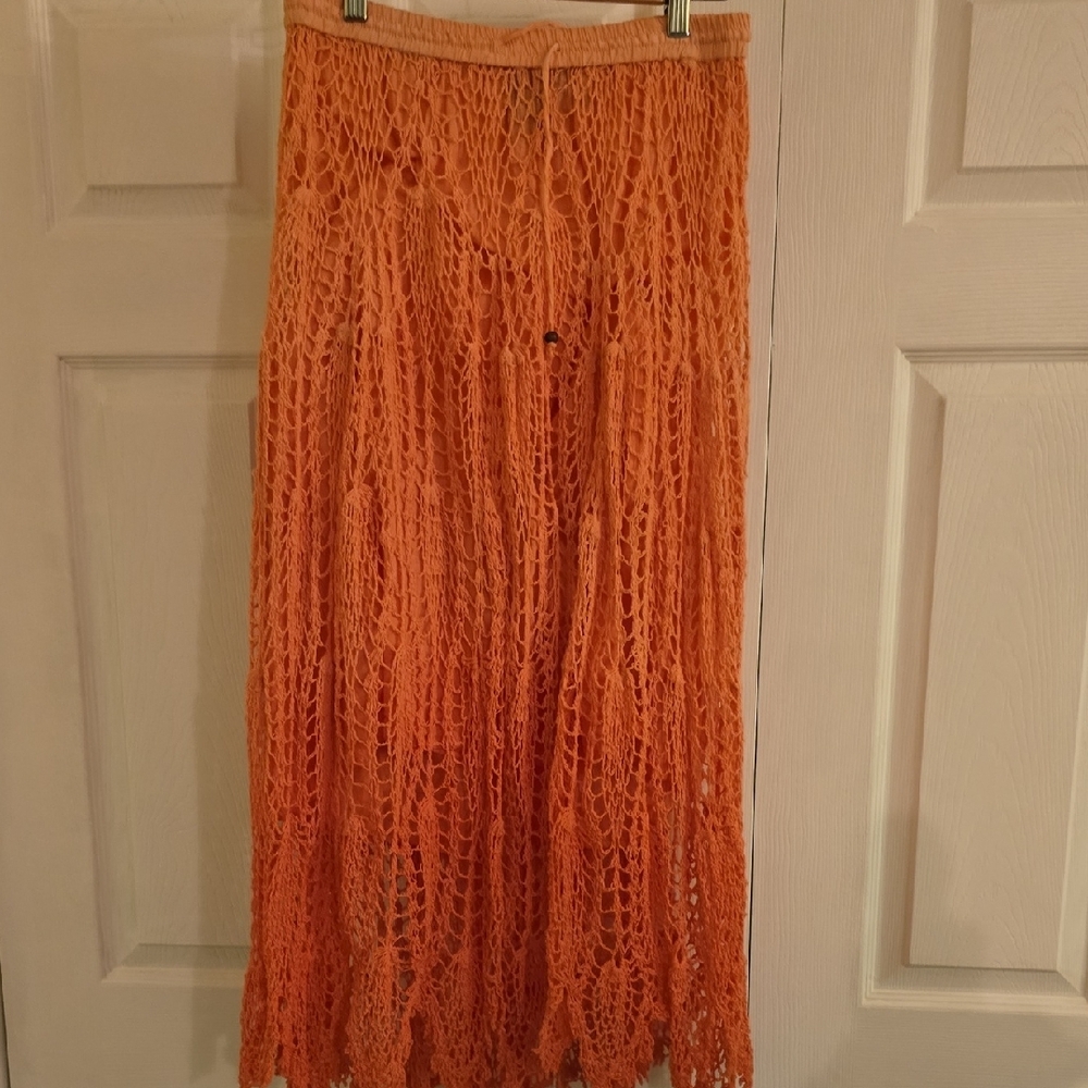Elegant Orange Crochet Skirt
